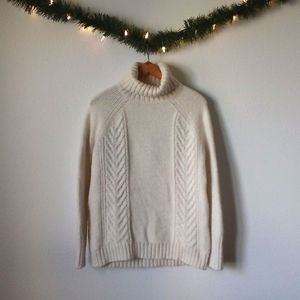 Ivory Cable Turtleneck Sweater